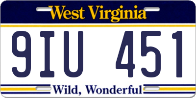 WV license plate 9IU451