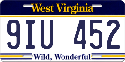 WV license plate 9IU452