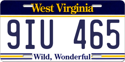 WV license plate 9IU465