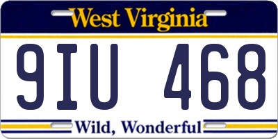 WV license plate 9IU468