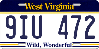 WV license plate 9IU472