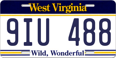WV license plate 9IU488