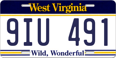 WV license plate 9IU491