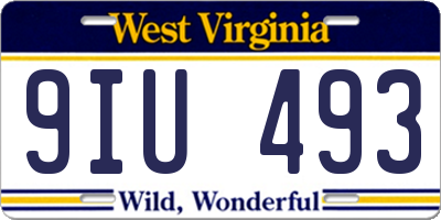 WV license plate 9IU493