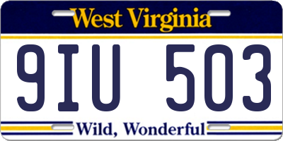WV license plate 9IU503