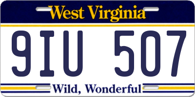 WV license plate 9IU507