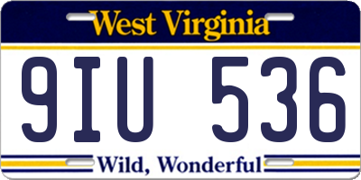 WV license plate 9IU536