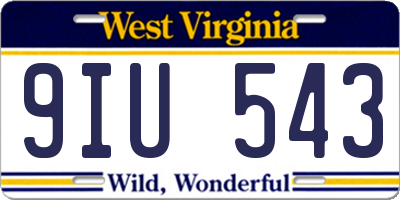 WV license plate 9IU543