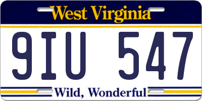 WV license plate 9IU547