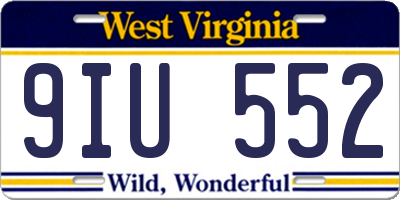 WV license plate 9IU552