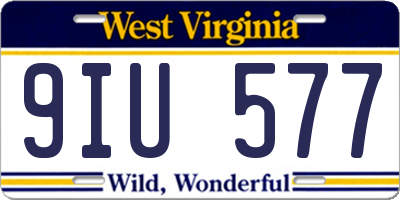 WV license plate 9IU577