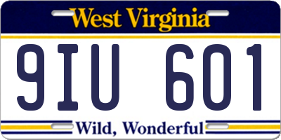 WV license plate 9IU601