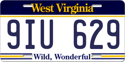 WV license plate 9IU629