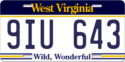 WV license plate 9IU643