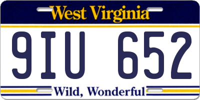 WV license plate 9IU652