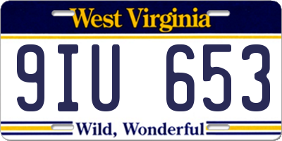 WV license plate 9IU653