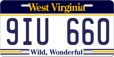 WV license plate 9IU660