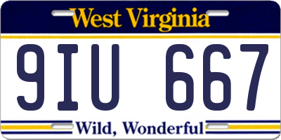 WV license plate 9IU667