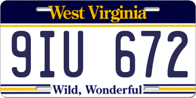 WV license plate 9IU672