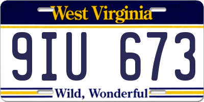 WV license plate 9IU673