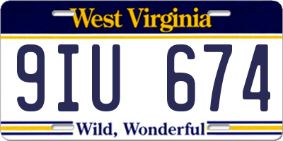 WV license plate 9IU674