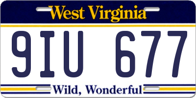WV license plate 9IU677