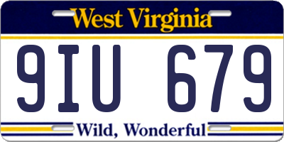 WV license plate 9IU679