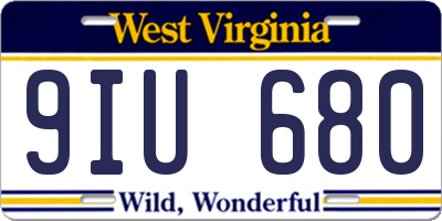 WV license plate 9IU680