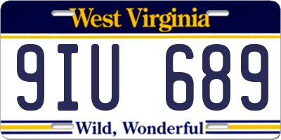 WV license plate 9IU689