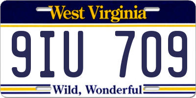 WV license plate 9IU709