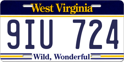 WV license plate 9IU724