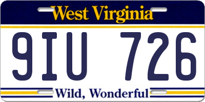 WV license plate 9IU726