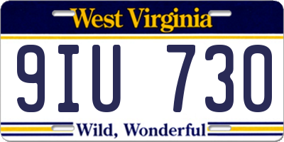 WV license plate 9IU730