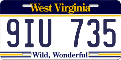 WV license plate 9IU735