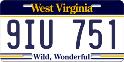 WV license plate 9IU751
