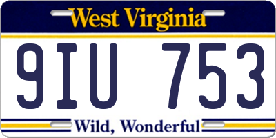 WV license plate 9IU753