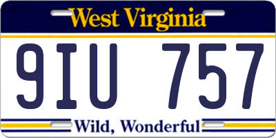 WV license plate 9IU757