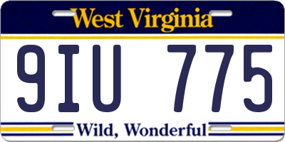 WV license plate 9IU775
