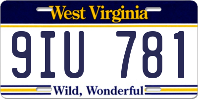 WV license plate 9IU781
