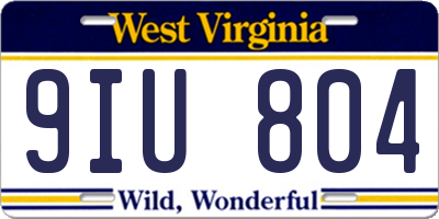 WV license plate 9IU804