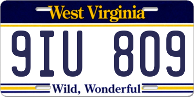 WV license plate 9IU809