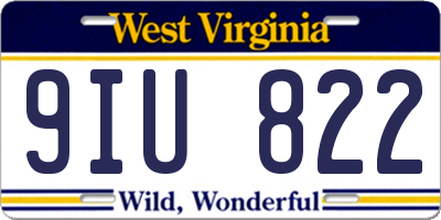 WV license plate 9IU822