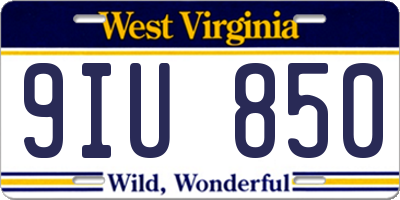 WV license plate 9IU850