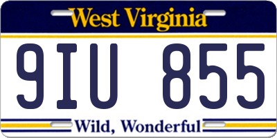 WV license plate 9IU855