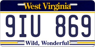 WV license plate 9IU869