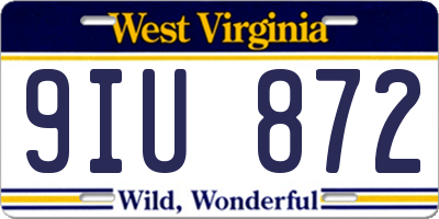WV license plate 9IU872