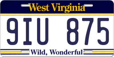WV license plate 9IU875