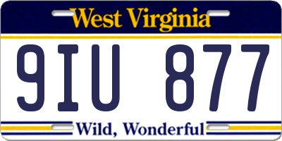 WV license plate 9IU877