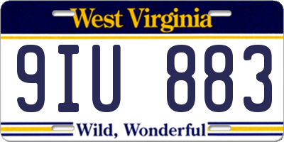 WV license plate 9IU883