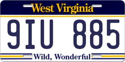 WV license plate 9IU885